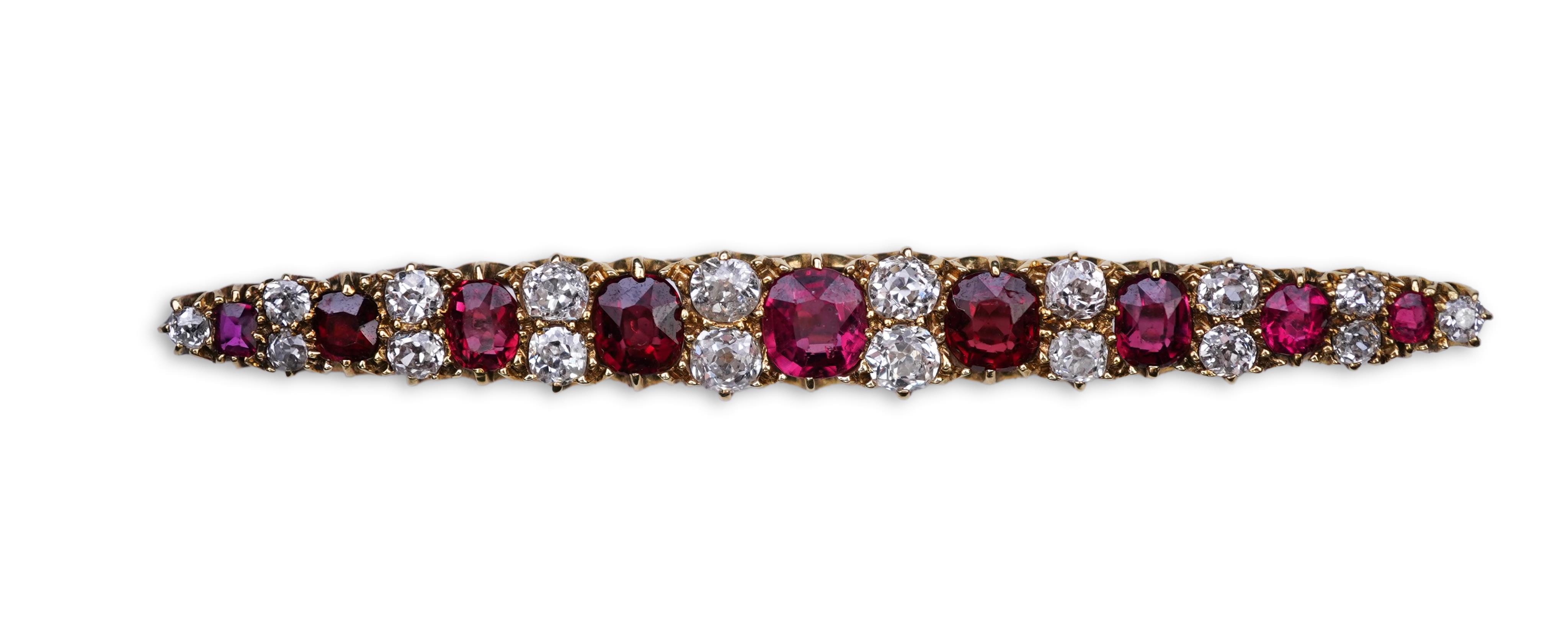 A spinel and diamond brooch, circa 1900